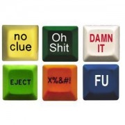 Fun Computer Keys (6 Pack) - Oh Shit Button, Damn It Button, No Clue Button, FU Button, Eject, Curse